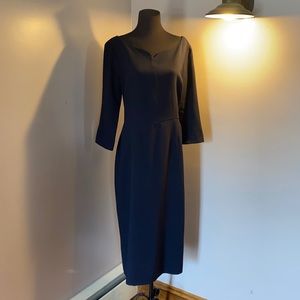 Goat Wool Crepe Sweetheart Neckline Pencil Dress